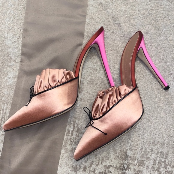 Marco De Vincenzo Satin Ruffle Mules - Picture 5 of 7